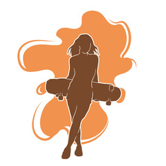 Detailed female skateboarder vector silhouette