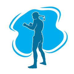 Male muay Thai athlete vector silhouette 