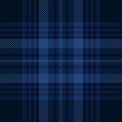 Dark blue tartan plaid. Scottish pattern fabric swatch close-up. 