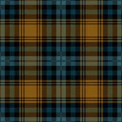 Yellow and blue tartan plaid. Scottish pattern fabric swatch close-up.