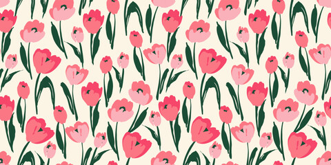 Floral seamless pattern. Vector design for paper, cover, fabric, interior decor and other - 537735340