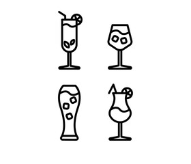 Icon Set Drink, Beverage, Coffee, Cup, Boba, Cola, Tea. Editable file and color.