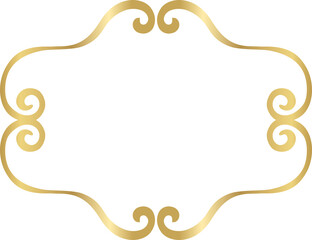Figured gold frame. For the design of invitations, booklets, posters. PNG