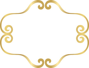 Figured gold frame. For the design of invitations, booklets, posters. PNG
