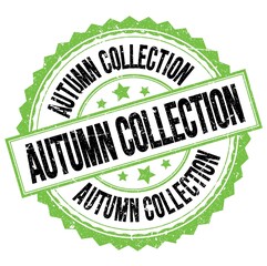 AUTUMN COLLECTION text on green-black round stamp sign