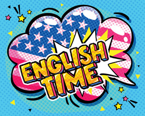 Study English phrase. Creative poster, web banner for foreign language school