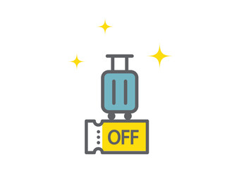 お得な旅行のコンセプトアイコン　シンプルでお洒落な線画イラスト