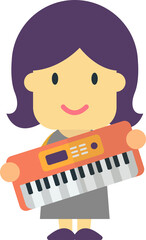 female pianist illustration in minimal style