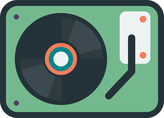 record player from top view illustration in minimal style