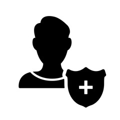 Protection of People Silhouette Icon. Privacy Black Icon. Employee Security and Protection. Protecting your Personal Data. Isolated Vector Illustration