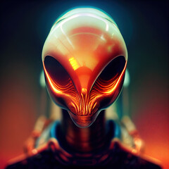 Portrait of a space humanoid. Alien abstract portrait. 3D Digital illustration.