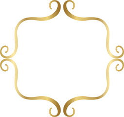 Figured gold frame. For the design of invitations, booklets, posters. PNG