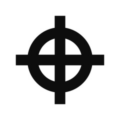 Celtic cross wheel vector flat illustration icon - Black symbol isolated on white background