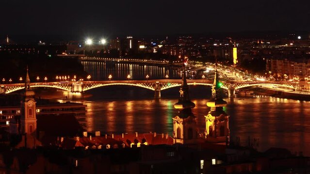 Budapest, Hungary- Margaret Bridge at Night