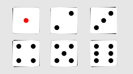 rough dice game icon set on white background, icon for game design, flat illustration, casino concept, random symbol, luck sign, simple design