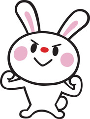ガッツポーズをするウサギ
