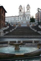 Fototapeta premium The Fontana della Barcaccia is a fountain in Rome, located in Piazza di Spagna, at the foot of the Spanish Steps.