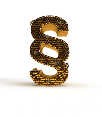 Gold text sign paragraph as a hive with honey. Banner for your law business. 3d rendering