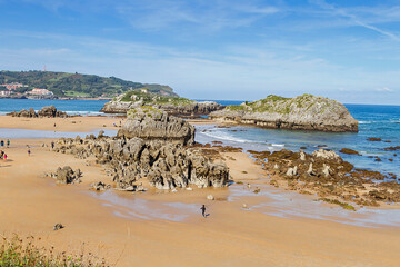 Fototapeta na wymiar Wild coastal landscape in Noja town, Spain 