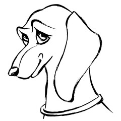 Vector illustration of a dachshund dog sketch. Nice dachshund. A hand-drawn graphic drawing.