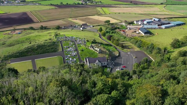 Aerial view of St. Aidans yt Magilligan in Northern Ireland, UK