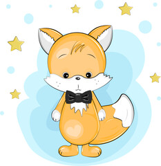 cute cartoon baby fox boy