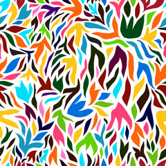 Vector Bright Hand Drawn Seamless Ethnic Floral Pattern - 537749112
