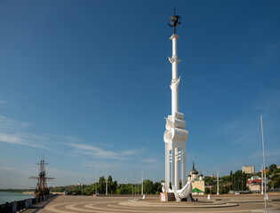 Voronezh, Monument - "300 years of the Russian fleet". Views of the historical part of Voronezh, the cradle of the Russian regular navy and the birthplace of the airborne troops