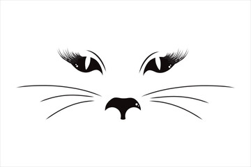 Illustration of black cat face.