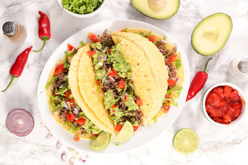 fajita with beef and guacamol- tacos