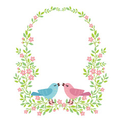 Arched floral gate frame with love birds