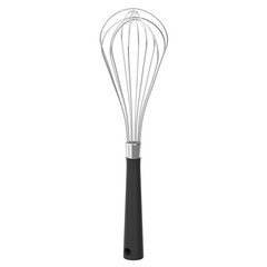 3d rendering illustration of a kitchen whisk with a black handle