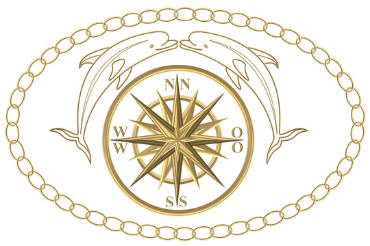 Goldener Kompass und Windrose  