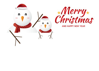 Merry Christmas and Happy New Year, Snowman blank greeting card template