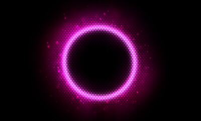 Technology pink bright circle on black background.