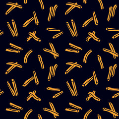 French fries. Fried crispy potato straws. Seamless vector pattern