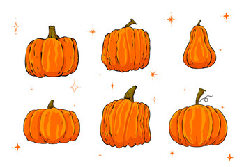 set of pumpkins