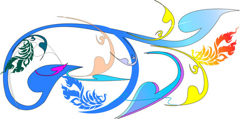 line Thai and abstract decoration coner and frame