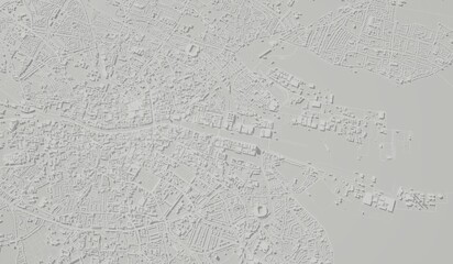 Dublin, Ireland city map aerial view. minimal design. 3D Rendering. 3D Illustration