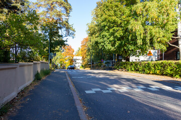 road in the city autumn