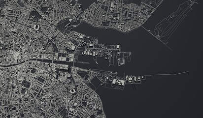 Fototapeta premium Dublin, Ireland city map aerial view. minimal design. 3D Rendering. 3D Illustration
