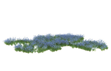 Field of flowers on transparent background. 3d rendering - illustration