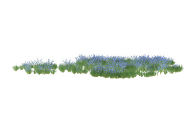 Field of flowers on transparent background. 3d rendering - illustration