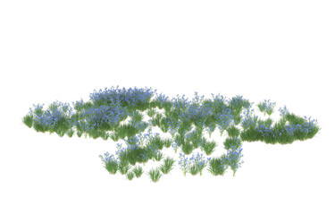 Field of flowers on transparent background. 3d rendering - illustration