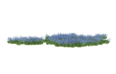 Field of flowers on transparent background. 3d rendering - illustration