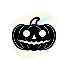 Halloween pumpkin isolated on watercolor background. Halloween party element template for home decoration, laser cut, crafting, vector illustration