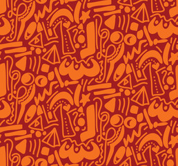 Obraz premium Abstract Hand Drawing Geometric Shapes Icons Symbols Doodle Seamless Vector Pattern Isolated Background