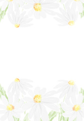 Obraz premium watercolor white daisy wedding invitation card template
