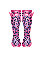 Animal print wellies collection. Rubber boots autumn fall concept. Watercolor illustration.