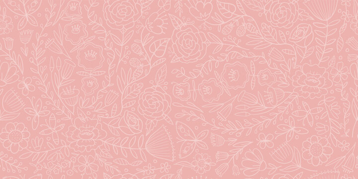 Floral Garden. Spring concept Background. Seamless pattern for your design. Vector illustration